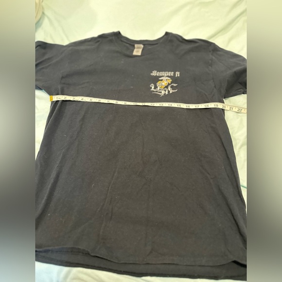 Men’s Sz: Large Semper Fi USMC Chrome Bulldog Graphic Black Short Sleeve Tee. - Picture 4 of 9